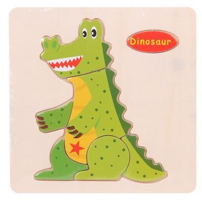 Baby Toys Wooden 3D Puzzle Cartoon Animal Intelligence Kids Educational Brain Teaser Children Tangram Shapes Learning - SJB-DIAMOND ELITES