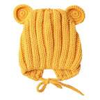 Luxury Modern Baby Knitted Winter Hat with Ears Cartoon Lace-up Children Kids Baby Bonnet Cap In Winter Cozy Style