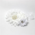 Luxury Modern Handmade Flower Headband Newborn Infant Pearl Flowers With Lace wide Headbands Bebes Hair Accessories Bow