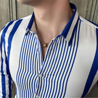 British Style Striped Shirts Mens Long Sleeve Business Formal Dress Shirt Casual Slim Fit Dress Streetwear Social Party Clothing Lootquake LLC