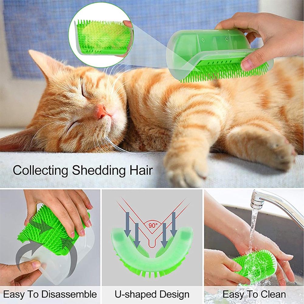 Massager for Cats Pet Products Pets Goods Brush Remove Hair Comb Grooming Table Dogs Care Accessories Things Strip  Soft Cat Massage Brushes Wall Mounted Scraper for Kitten Stevvex