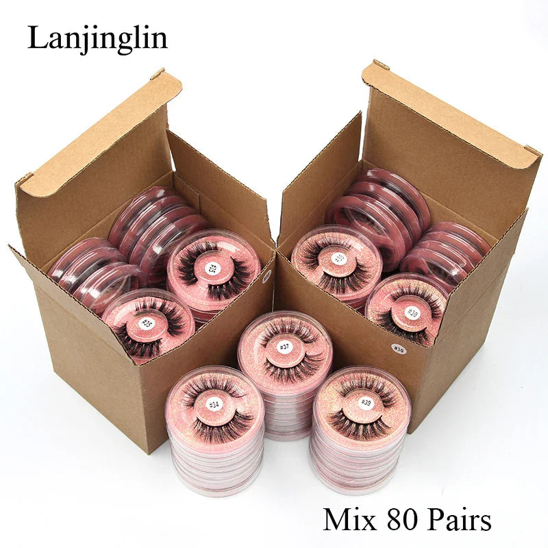 4/100 Pairs Wholesale Fake Lashes 3D Mink Eyelashes Fluffy Dramatic Lashes Cruelty Free False Eye lashes Makeup Tools maquillaje Lootquake LLC