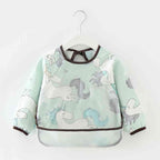 Cute Cartoon Print Baby Waterproof Long Sleeve Apron Children Feeding Smock Bib Baby Accessories