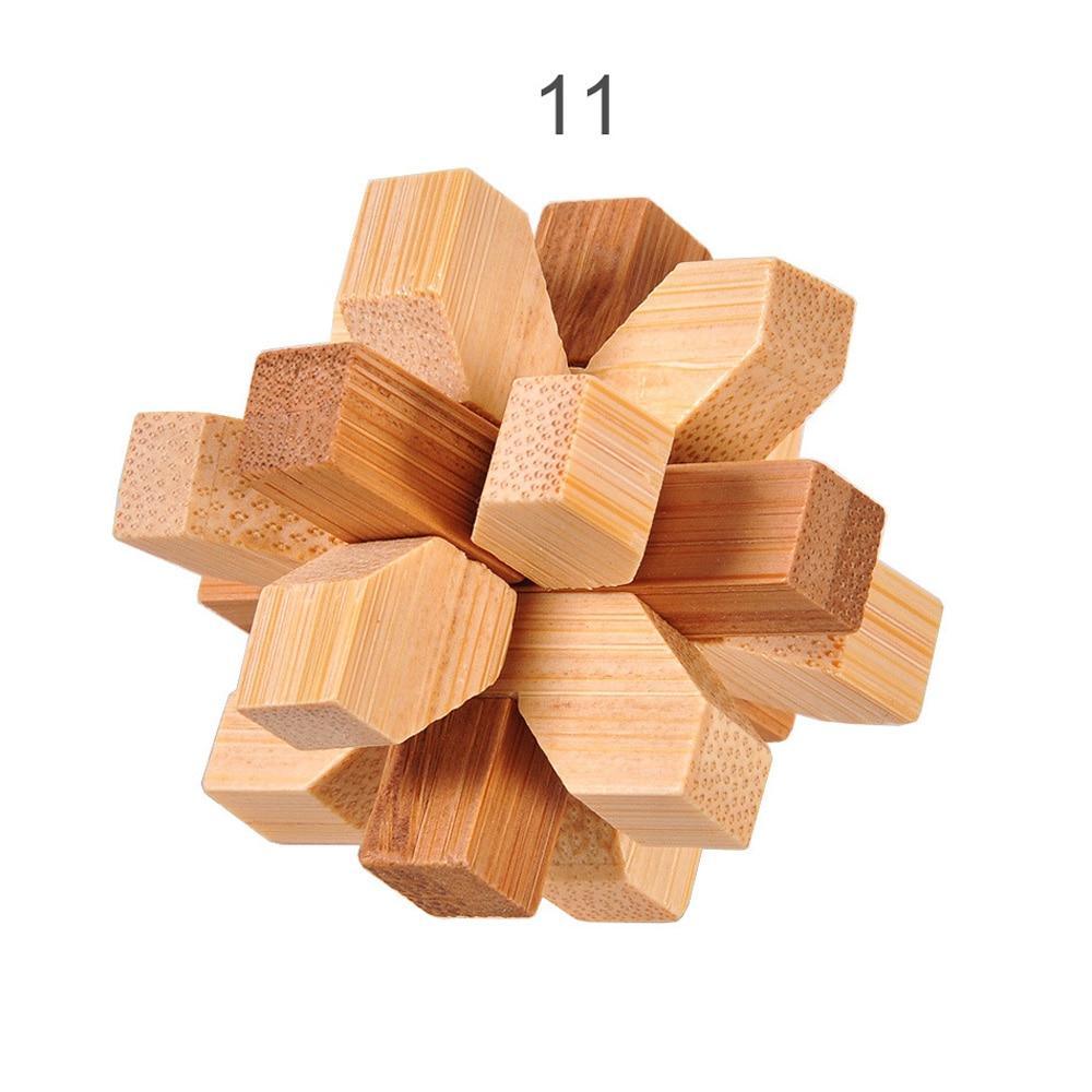 12 Style Brain Teaser 3D Wooden Interlocking Puzzles Game Toy Bamboo Small Size For Adults Kids - SJB-DIAMOND ELITES