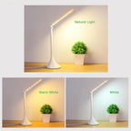 STEVVEX LED Touch Table Lamp Foldable USB Powered Dimming Desk Lamp LED With Eye Protection Reading Light Student Working Desk Light Lamp (White) - SJB-DIAMOND ELITES