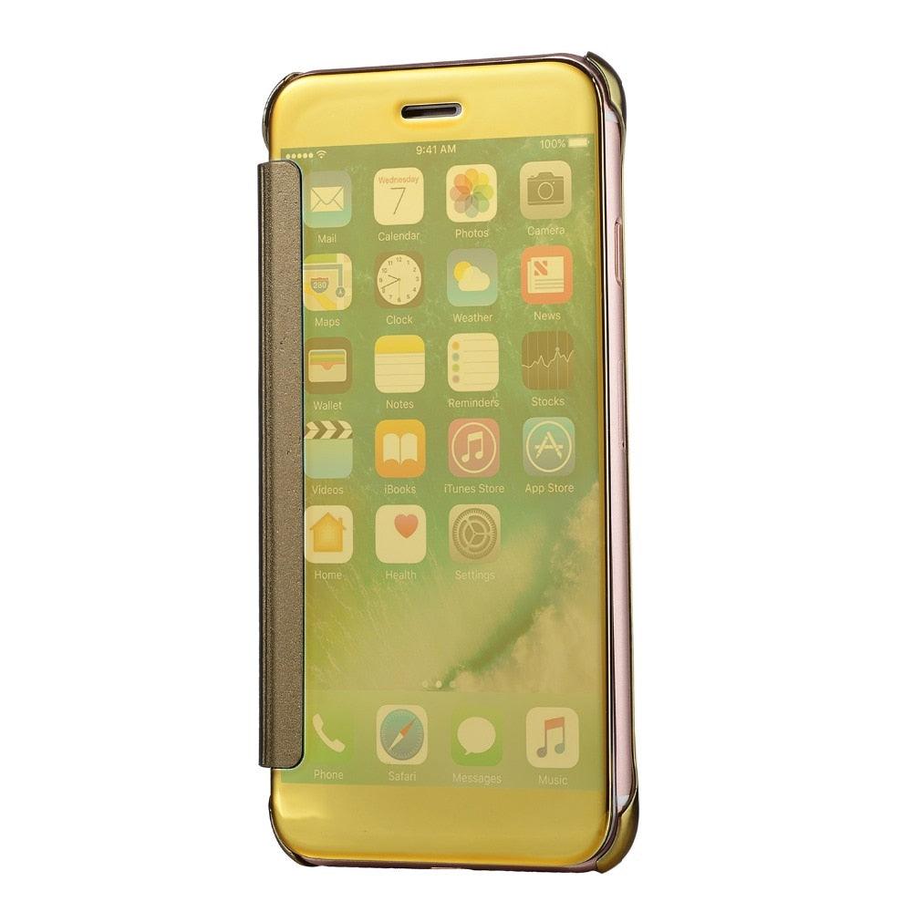 Luxury iphone Flip Case iphone 11 12 13 14 Cover Clear View Windows Mirror Magnetized Simple Closure Unique Flip Phone Stylish Case For iPhone Stevvex