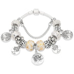 Elegant Modern Amazing Fashion New Luxury Silver Tree of Life Fashion Bracelet Green Leaf Crystal Charm Bracelet - SJB-DIAMOND ELITES
