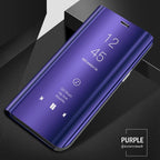 Smart Flip Phone Case For iPhone X XR XS 5 5S SE 7 8 6 6S Plus 11 12 13 Mini Pro Max 2020 Mirror Window Standing Holder Cover  Mirror Screen Smart Plating Case 360 Full Body Ultra Thin Intelligent Protective Case Stevvex