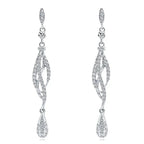 TREAZY Fashion Crystal Wedding Drop Earrings for Women Silver Color Bridal Dangle Earrings Brides Gifts Birthday Party Jewelry