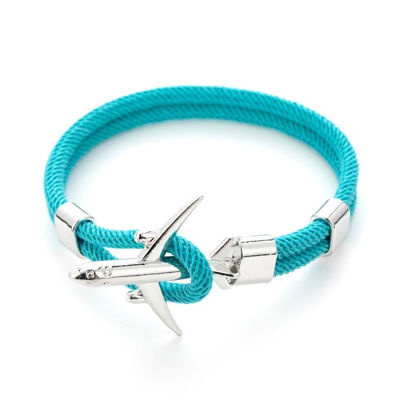 Modern Fashion Airplane Anchor Bracelets Men Charm Rope Chain Paracord Bracelet Women Male Air Force Style Wrap Metal Sport Hook Gift - SJB-DIAMOND ELITES