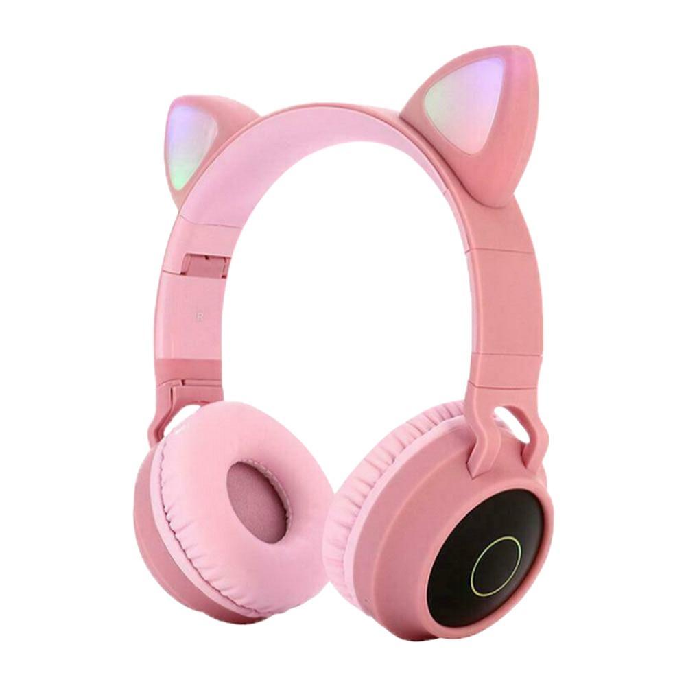 KIds Luxury Interesting Stevvex Portable Headset Wireless Bluetooth folding Headphones Headset Audio Adjustable Game Earphones With Microphone For PC phone (Pink) - SJB-DIAMOND ELITES