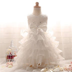 Handmade Luxury Princess Baby Girl 1 Year Birthday Dress Tutu First Christmas Party Cute Bow Dress Infant Modern Luxury Dress With Big Bow