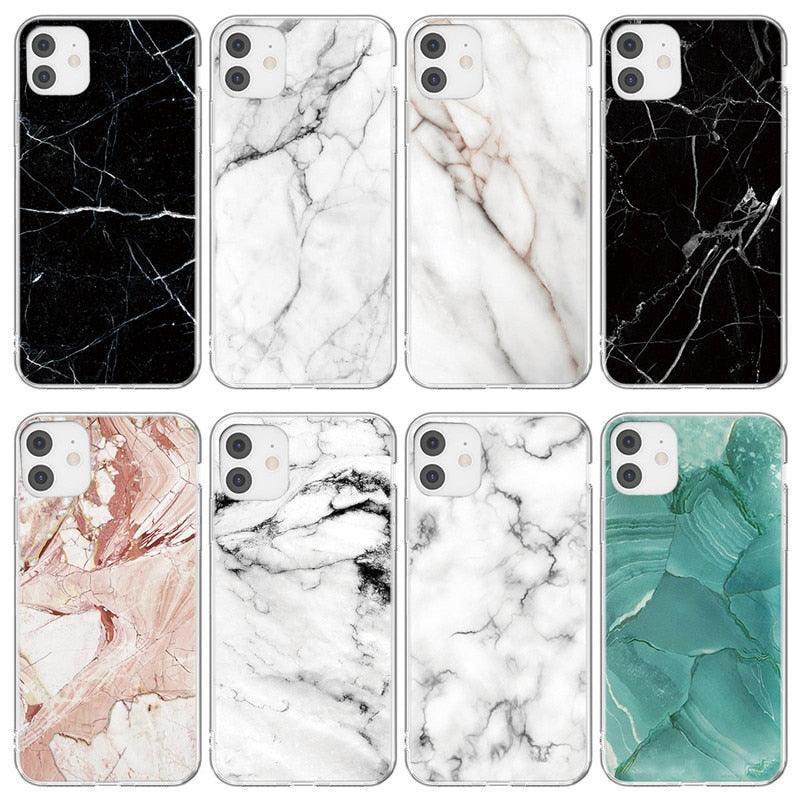 Stylish Marble Stone Texture Phone Case For Iphone 12 Pro 13 Pro Max Unique Solid Color Marble Soft Cover Silicone Mobile Phone Case Stevvex
