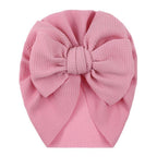 Handamde Elegant Baby Hats for Girls Big Bow Turban Hat Newborn  Baby Beanie Cap Solid Color Style