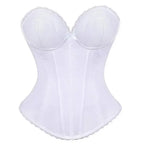 Sexy Straps Halter Overbust Corset Lingerie Top Wedding Black/White Cotton with Cup Body shaper Hot Corset Bustier Underwear