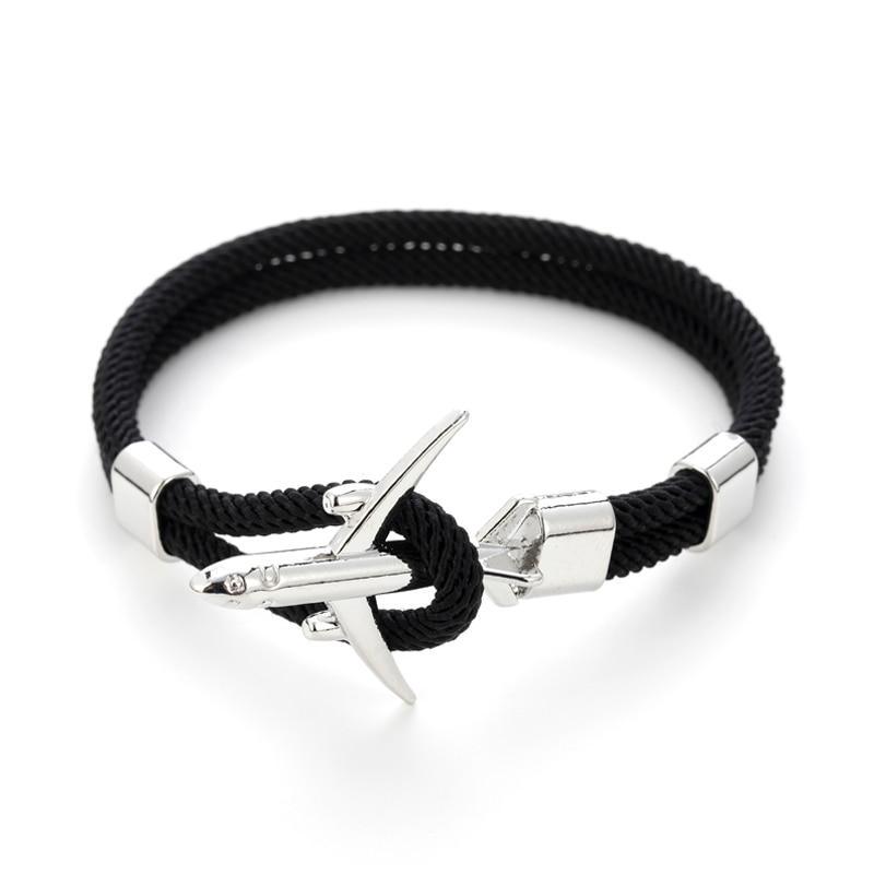 Modern Fashion Airplane Anchor Bracelets Men Charm Rope Chain Paracord Bracelet Women Male Air Force Style Wrap Metal Sport Hook Gift - SJB-DIAMOND ELITES