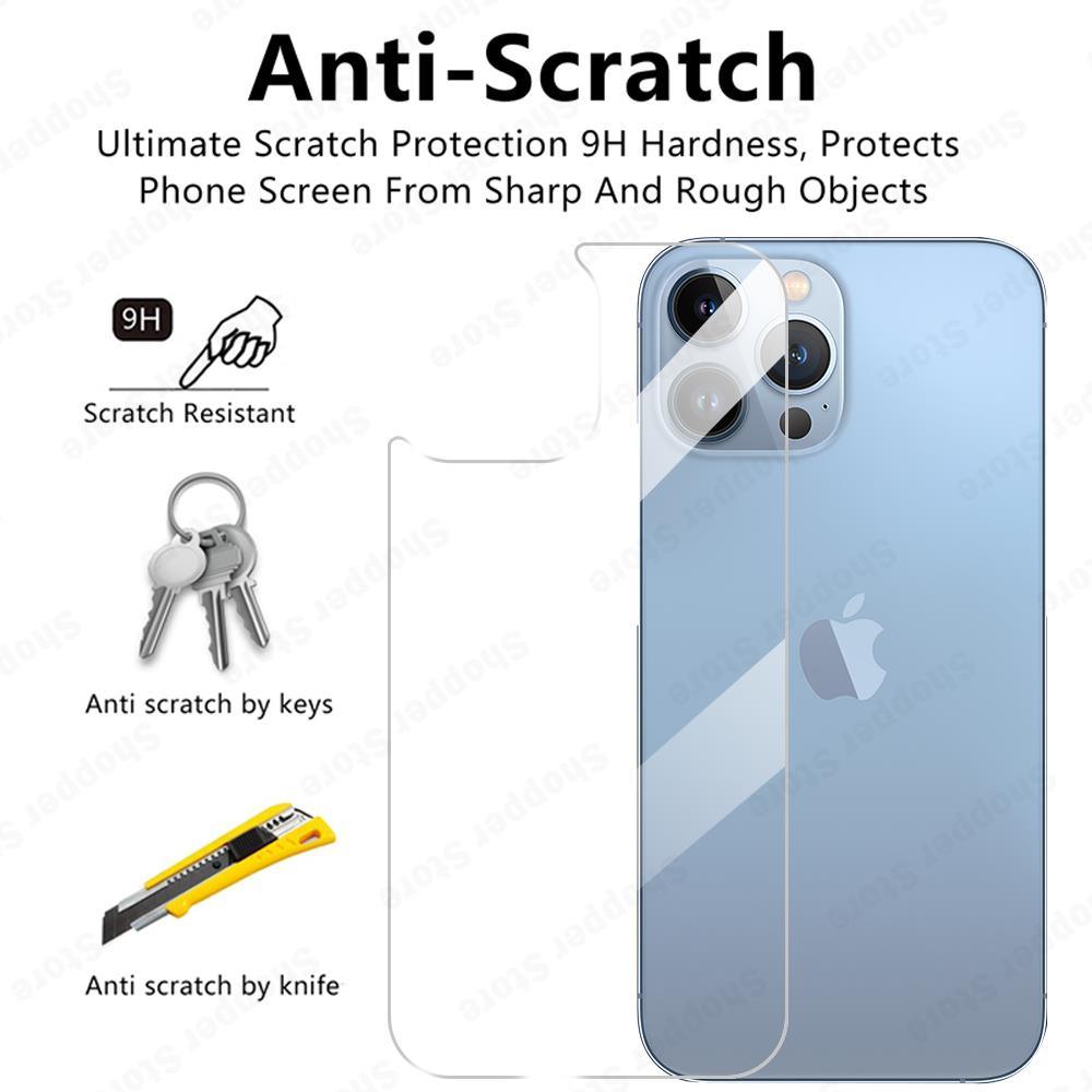 3Pcs Tempered Back Glass For iPhone 13 Pro Max Mini Protective Screen Protector Glass Film For iPhone 13 12 11 14 Pro XS Max XR Temper Film Premium HD Clarity Anti-Fingerprint/Scratch Back Protector Stevvex