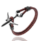 Modern Stainless Steel Airplane Anchor Luxury Bracelets For Men And Women Genuine Multi-Layer Leather Elegant Bracelet Freestyle Home Jewelry - SJB-DIAMOND ELITES