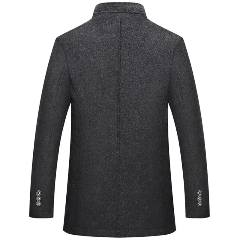 Woolen Coat Men Winter Windbreaker Long Thick Wool Jackets abrigo hombre Man Stand Collar Single Breasted With Vest Woolen Coats