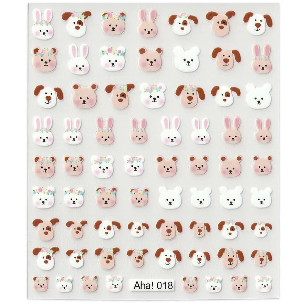 42Model Sticker Nail Decal 3D Adhesive Patch,Smile/Animal/Flower Nail Art Decorations Manicure Sticker Easter Day Design Decal- Lootquake LLC