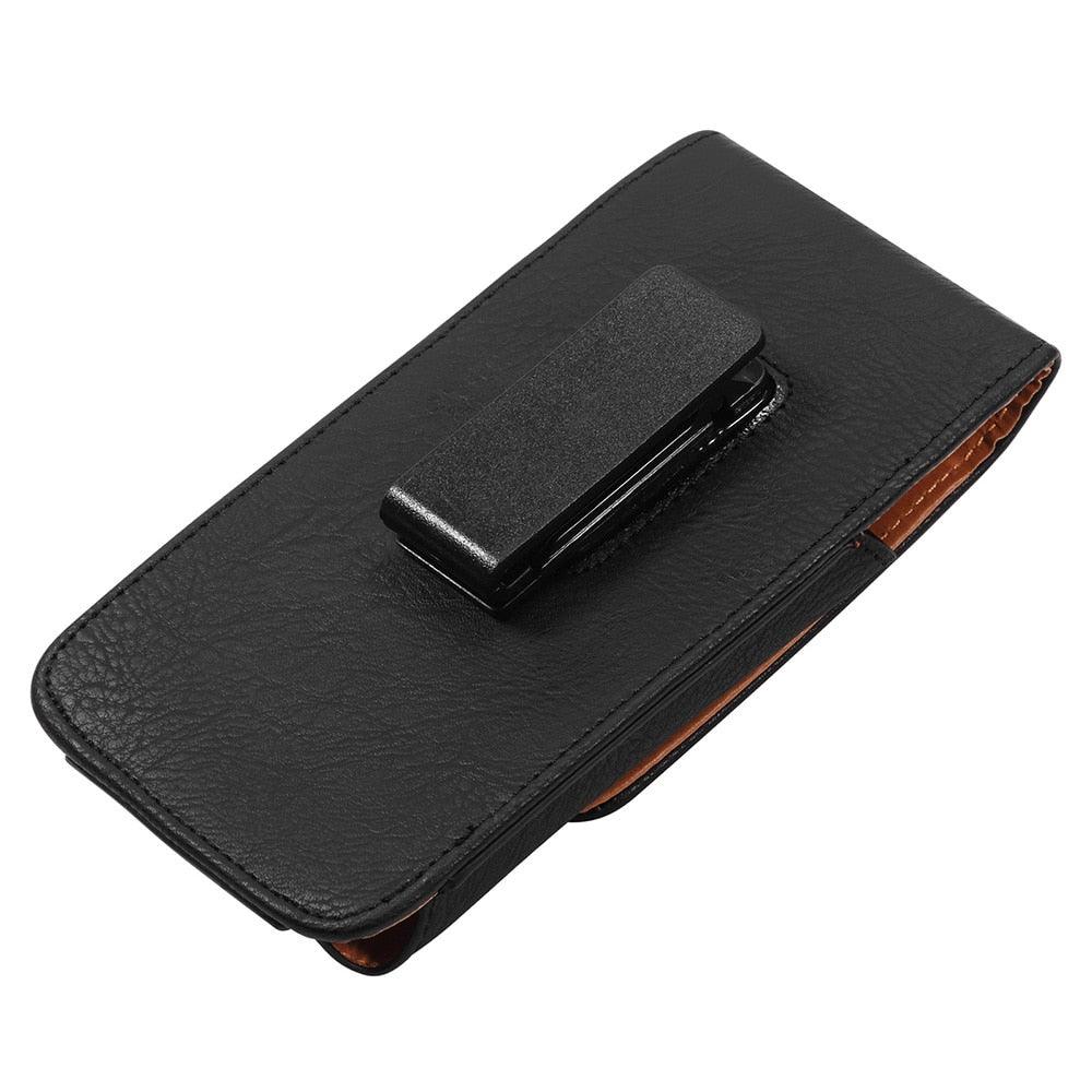 Universal Leather Case for iPhone Mens PU Leather Vertical Case with Belt Clip for iPhone Waist Pack Belt Clip Bag for 3.5-6.3" Mobile Phone Pouch Phone Cover Stevvex