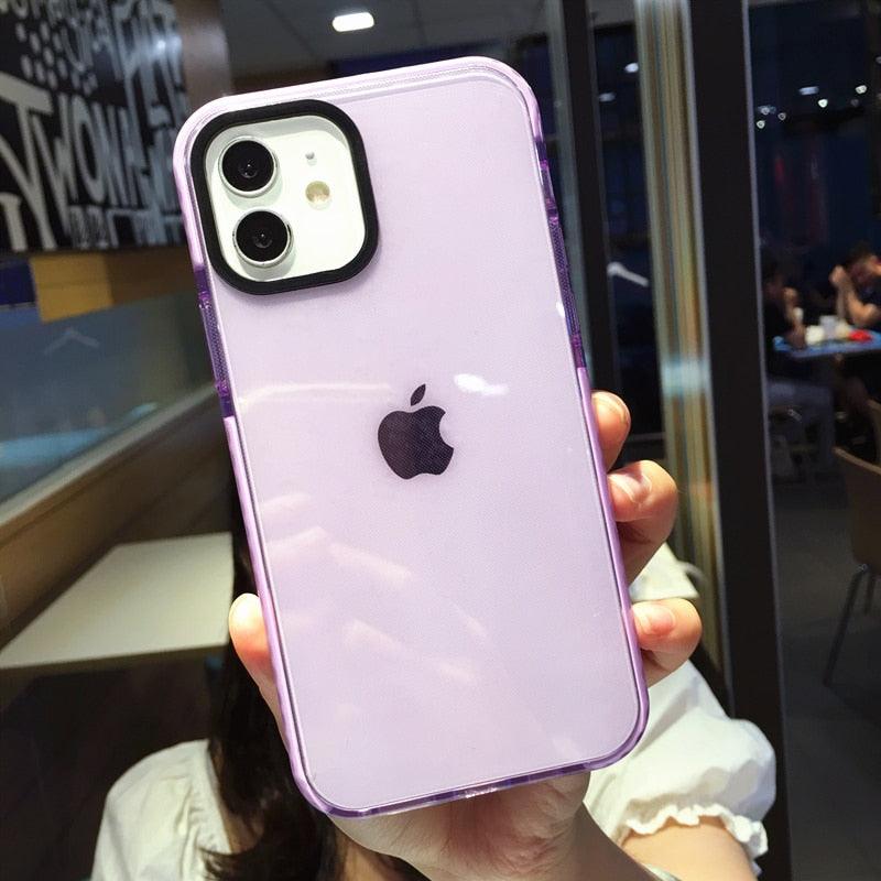 Fluorescent Color Shockproof Phone Case For iPhone 13 Pro Max 12 Mini 11 Transparent Soft Silicone Cover Transparent Case Glow In Dark Phone Case Luxury Square Case Cover For iPhone Stevvex