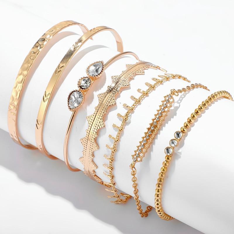 Bohemian Gold Tassel Bracelets For Women Summer Shell Clear Crystal Stone Luxury Jewelry - SJB-DIAMOND ELITES