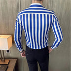 British Style Striped Shirts Mens Long Sleeve Business Formal Dress Shirt Casual Slim Fit Dress Streetwear Social Party Clothing Lootquake LLC