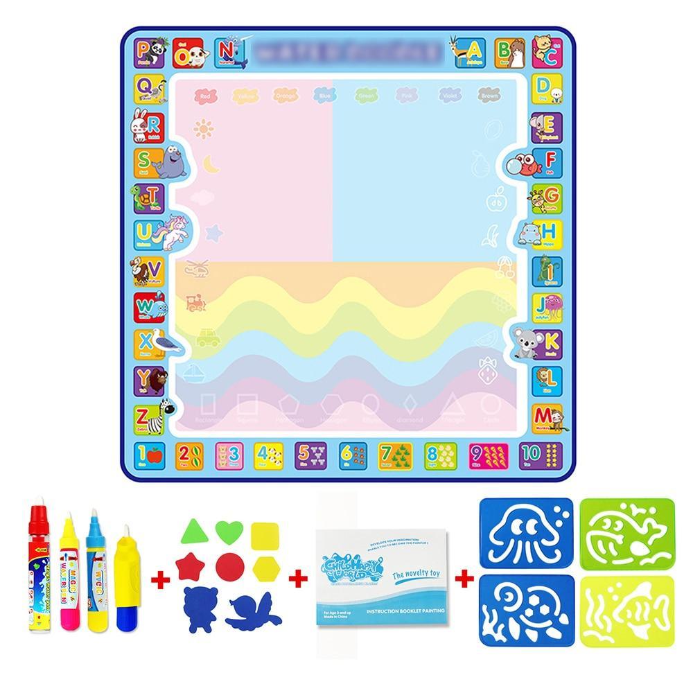 Coolplay 100x100cm Magic Water Drawing Mat Doodle Mat & 4 Drawing Pens & 1 Stamps Set Painting Board Educational Toys for Kids - SJB-DIAMOND ELITES