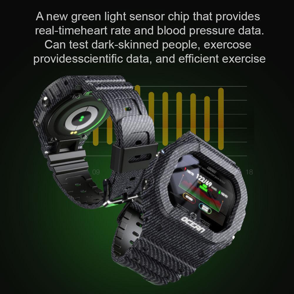 Ocean Army Smart Watch For Menand Woman For  Fitness and Sport With Tracker Blood Pressure Message Push Heart Rate Monitor and Clock Smartwatc For Android - SJB-DIAMOND ELITES