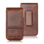 Universal Leather Case for iPhone Mens PU Leather Vertical Case with Belt Clip for iPhone Waist Pack Belt Clip Bag for 3.5-6.3" Mobile Phone Pouch Phone Cover Stevvex