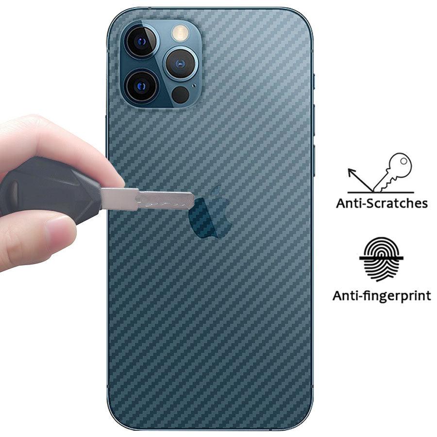 2Pcs Carbon Fiber Matte Back Film For iPhone 14 13 12 Mini 11 Pro XR X XS Max 7 8 Plus SE3 Transparent Scratch Resistant Sticker Slim Fit Clear Transparent 3D Carbon Fiber Back Skin Rear Screen Guard Protector Sticker Stevvex