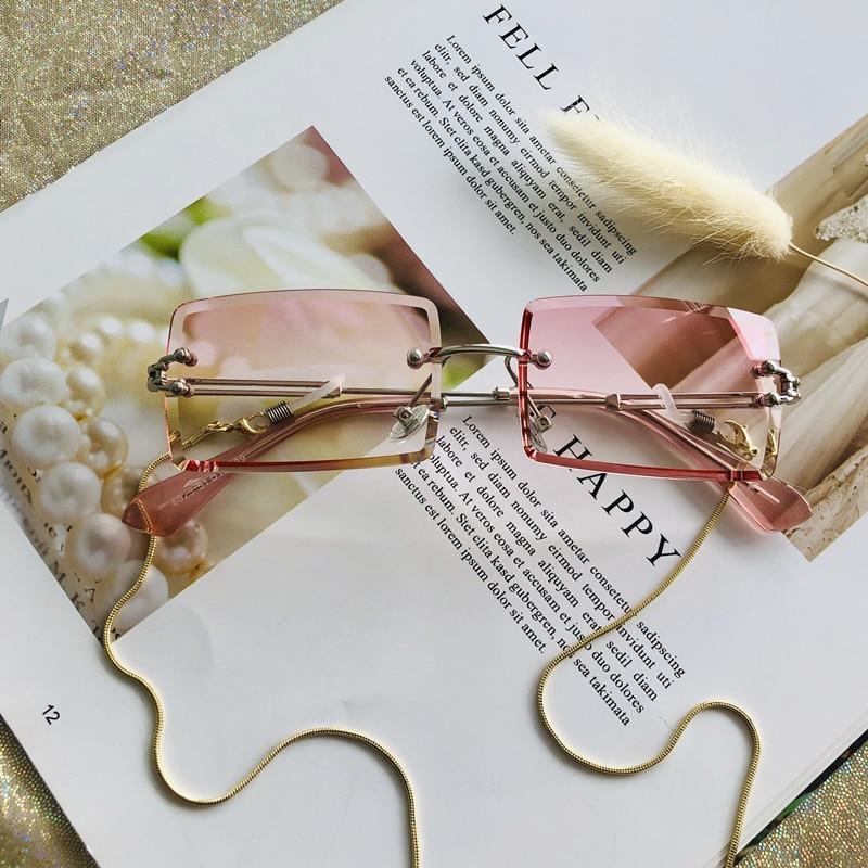 Fashion Rimless  Women Trendy Small Rectangle Sunglasses With High Quality metal frame And UV400 Protection - SJB-DIAMOND ELITES