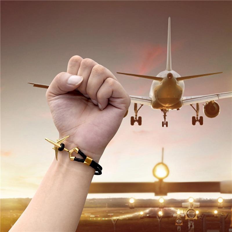 Modern Stainless Steel Airplane Anchor Luxury Bracelets For Men And Women Genuine Multi-Layer Leather Elegant Bracelet Freestyle Home Jewelry - SJB-DIAMOND ELITES