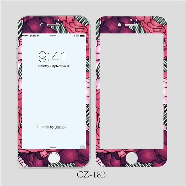 3D Curved Edge Tempered Glass for iPhone 6 6s 7 8 Plus Fashion Flowers Pattern Screen Protector Protective Film Tempered Glass Screen Protector Designed for iPhone Stevvex