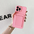 Soft Silicone Phone Case For iPhone 14 13 Pro Max 13Pro Silicone Soft Mobile Phone Case Wallet Card Holder Cover Slim Fit Thin Protective Soft Shock-Absorbing Wallet Case Stevvex