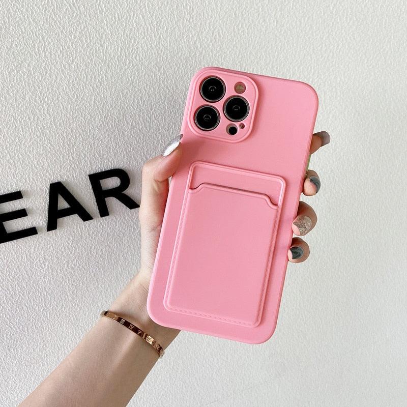 Soft Silicone Phone Case For iPhone 14 13 Pro Max 13Pro Silicone Soft Mobile Phone Case Wallet Card Holder Cover Slim Fit Thin Protective Soft Shock-Absorbing Wallet Case Stevvex
