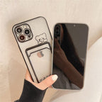 Ultra-light Transparent Photo Card Pocket Wallet Case For iPhone 13 11 12 14 Pro Max XS XR X 8 7 6S Plus Plating Cute Bear Rabbit Soft Phone Cover Cute Case with Card Holder Soft Cover Stevvex