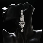 TREAZY Fashion Crystal Wedding Drop Earrings for Women Silver Color Bridal Dangle Earrings Brides Gifts Birthday Party Jewelry