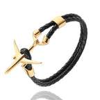 Modern Stainless Steel Airplane Anchor Luxury Bracelets For Men And Women Genuine Multi-Layer Leather Elegant Bracelet Freestyle Home Jewelry - SJB-DIAMOND ELITES