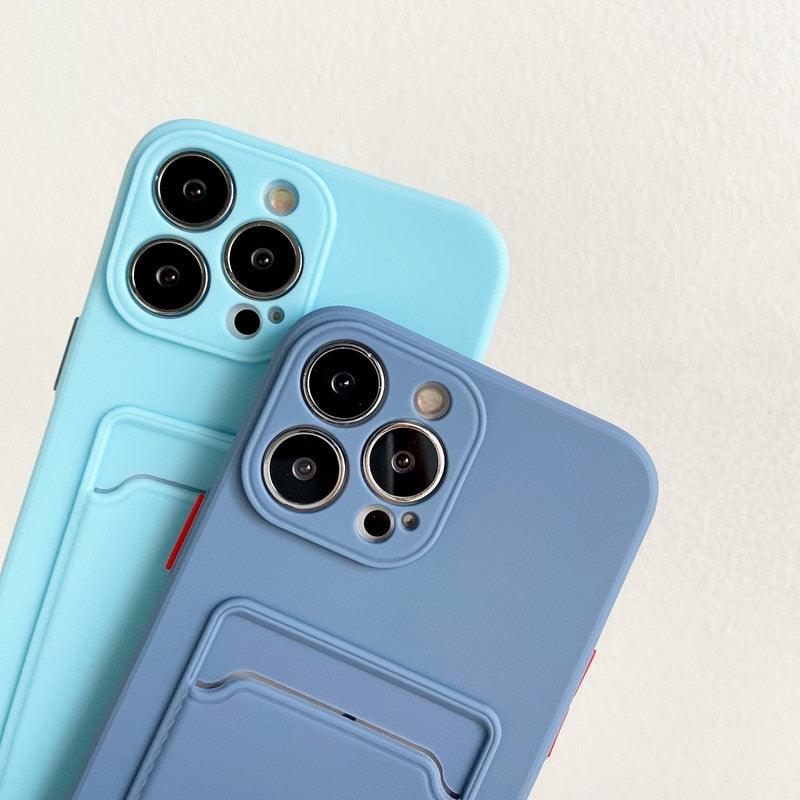 Soft Silicone Phone Case For iPhone 14 13 Pro Max 13Pro Silicone Soft Mobile Phone Case Wallet Card Holder Cover Slim Fit Thin Protective Soft Shock-Absorbing Wallet Case Stevvex