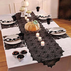Halloween Decoration Lace Spider Web Skeleton Skull Tablecloth Black Fireplace Mantel Scarf Event Party Decoration Supplies Lootquake LLC