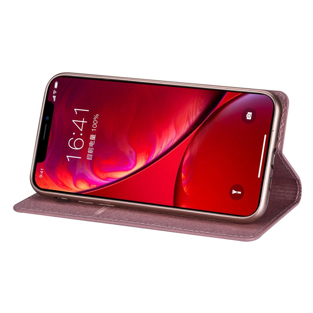 Glitter Leather Magnetic Flip Case for IPhone 14 13 11 12 Mini Pro Max Wallet Card Holder Cover Flip Shockproof Leather Wallet Case With Stand Silicone Bumper Cover Stevvex