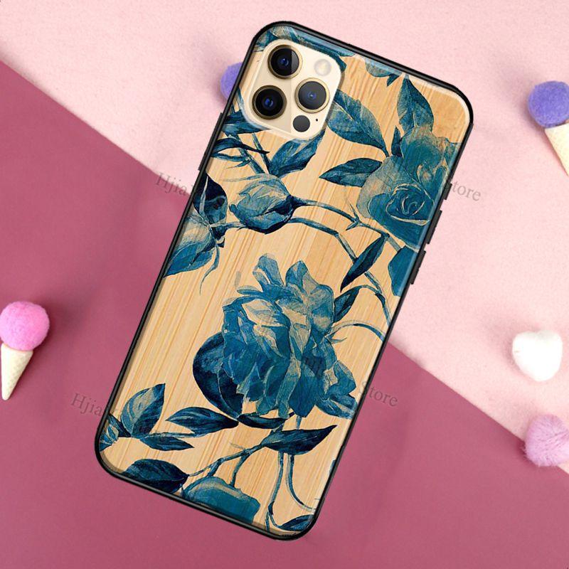 Vintage Tree Flower Bamboo Wood Case For iPhone Pro Max 12 13 min SE For iPhone 13 Shockproof Wooden Texture Protective Cover Unique & Classy Wooden Case Stevvex