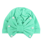 Modern Baby Hats Cute Rabbit Bow Knot with Pearls Baby Girl Hat with Pearls  for Kids In Diamond Luxury Style
