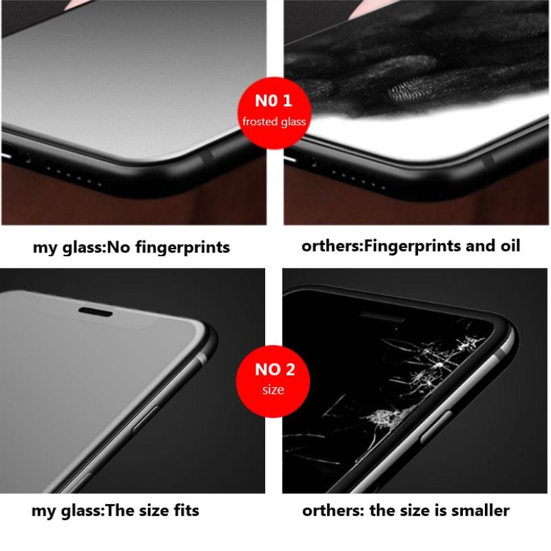 2PCS matte Glass for iPhone 11 12 13 14 Pro Max 7 8 Plus frost screen protector on iphone 12 13 11 mini SE 2020 6s X XR XS glass Flexible Soft Screen Guard Glass Screen Protector For iPhone Stevvex