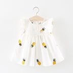 Summer Baby Frill Sleeve Newborn Infant Dresses Cotton Pineapple Sleeveless Toddler Dresses For Girls