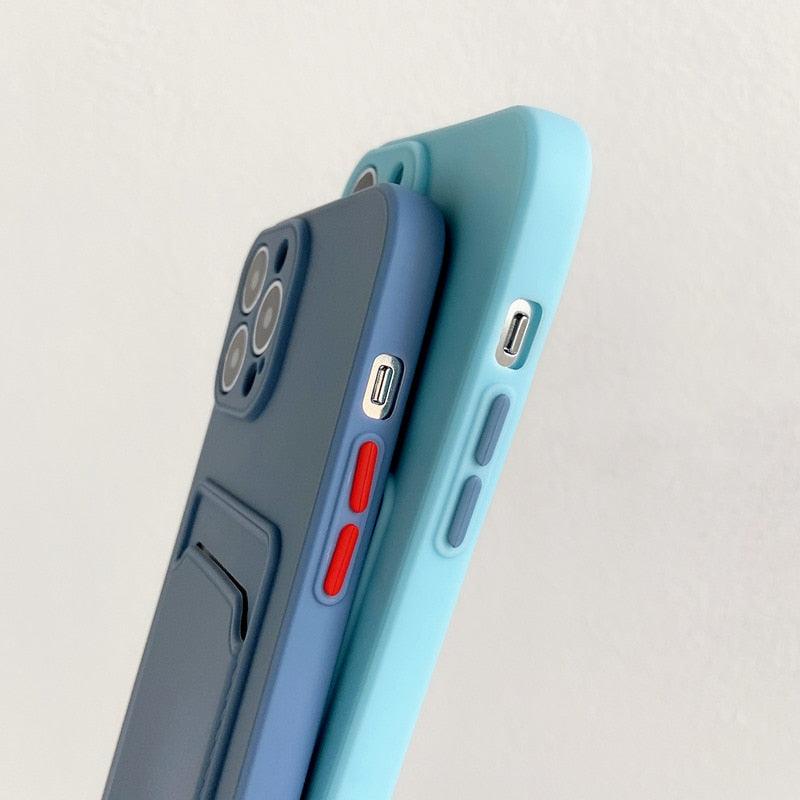 Soft Silicone Phone Case For iPhone 14 13 Pro Max 13Pro Silicone Soft Mobile Phone Case Wallet Card Holder Cover Slim Fit Thin Protective Soft Shock-Absorbing Wallet Case Stevvex
