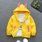 Cartoon Girls Jackets Cute Little Fox Kids Windbreaker Hooded Baby Coat Spring Autumn Children Outwear Toddler Girl Clothes