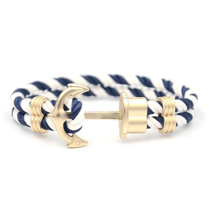 Men Modern Anchor Bracelet Luxury Made Of Elegant Nylon In Luxury Navy Blue-White Anchor Made Of Brass Great Jewelry - SJB-DIAMOND ELITES